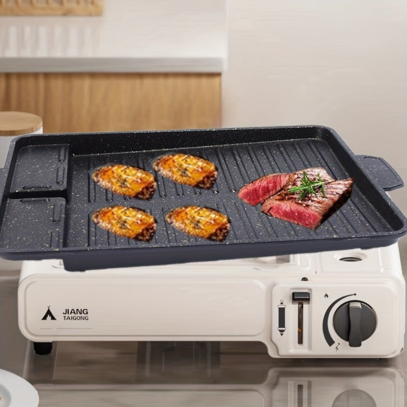 Non-stick rectangular grill pan for indoor outdoor cooking restaurant supplies metal