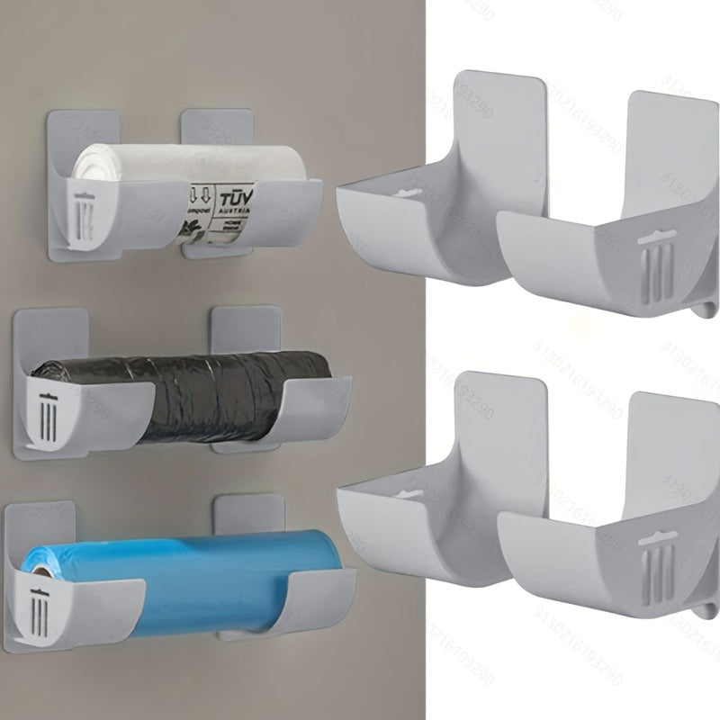 Set of 4 Adjustable Self-Adhesive Kitchen Organizers for Cling Film Aluminum Foil Towels and Garbage Bags