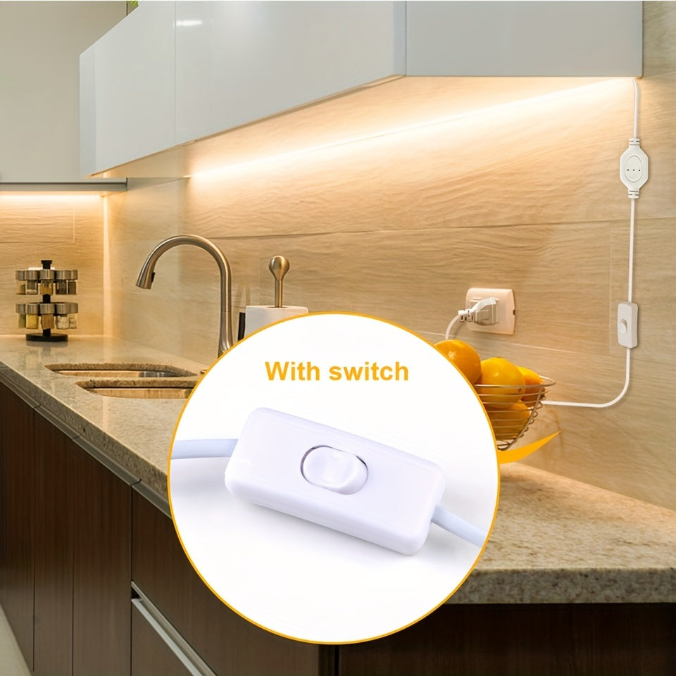 1 упаковка 220В COB гибкой светодиодной ленты с 288 светодиодов/м, 12Вт/м. Режущаяся 1м светодиодная лента для наружного освещения сада для кухни и спальни, включает бесплатные аксессуары и 1,2м EU штепсель с выключателем.