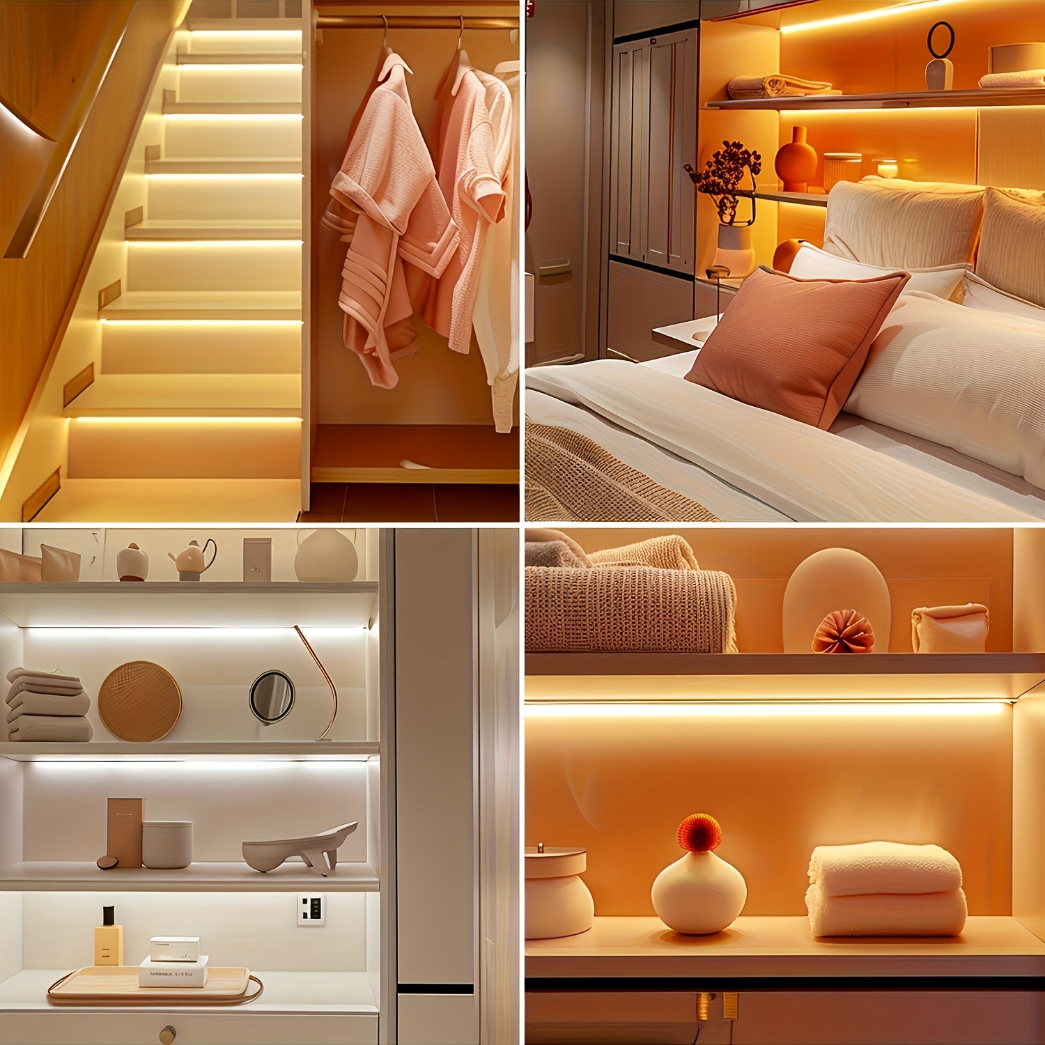 USB-Powered LED Strip Lights with Motion Activation for Indoor Decoration Cabinets Closets TV