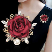 Fabric Flower Brooch Pin with Pearl Details for Women and Men Wedding Party Accessory
