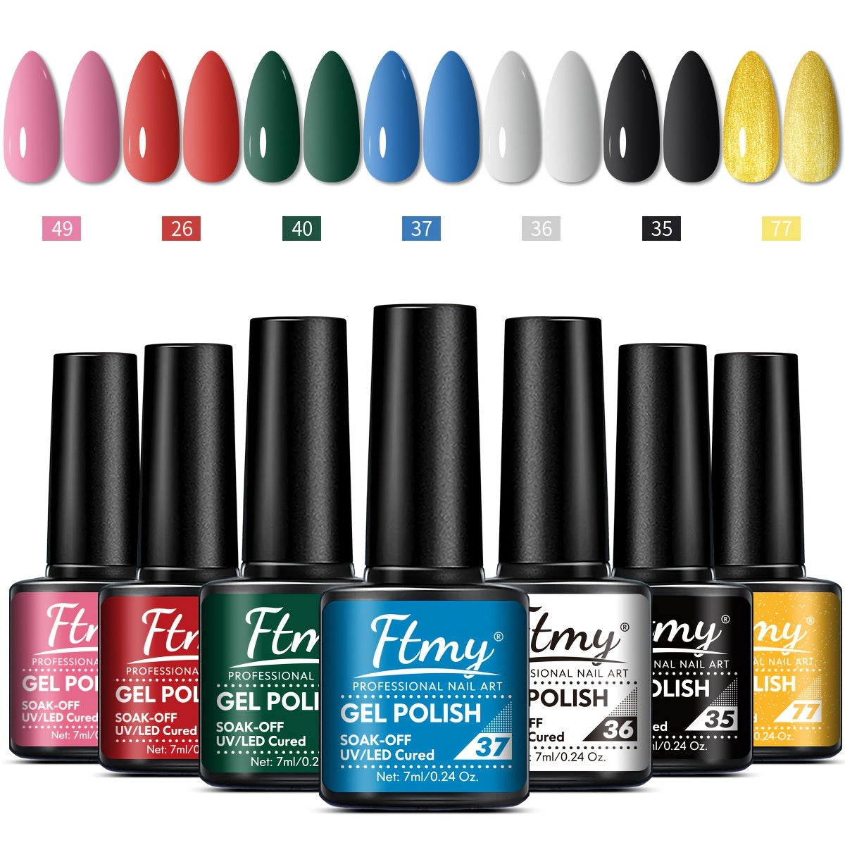 7-Piece Nail Gel Polish Set Long-Lasting UV Color Glitter Sparkling Manicure