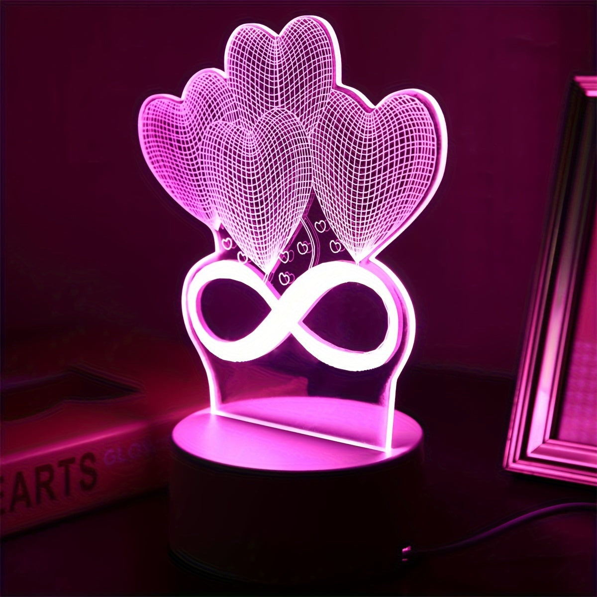 Pink 3D LED Night Light for Bedroom Decoration