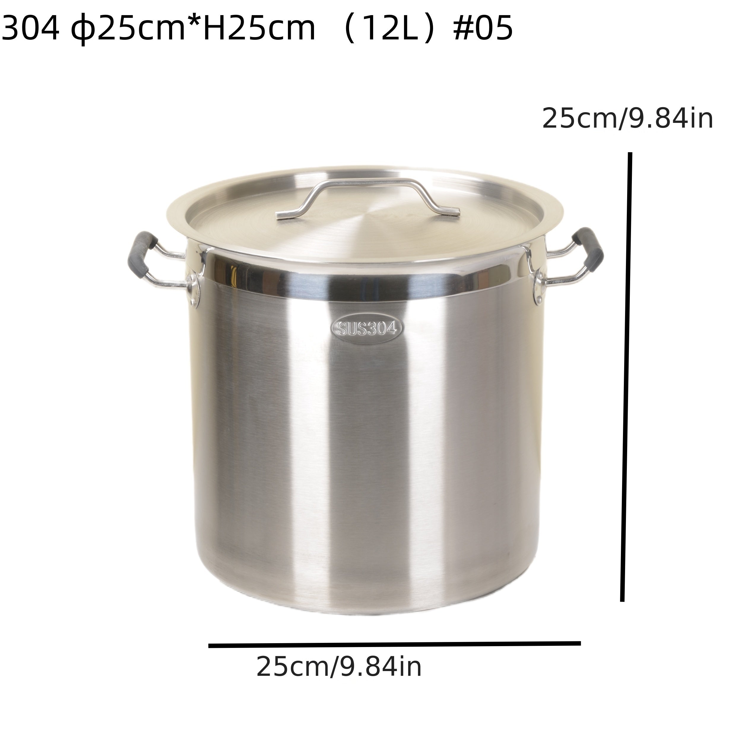 Stainless Steel Bucket 30cm Diameter, Large Soup Capacity, Kitchen Canteen Use