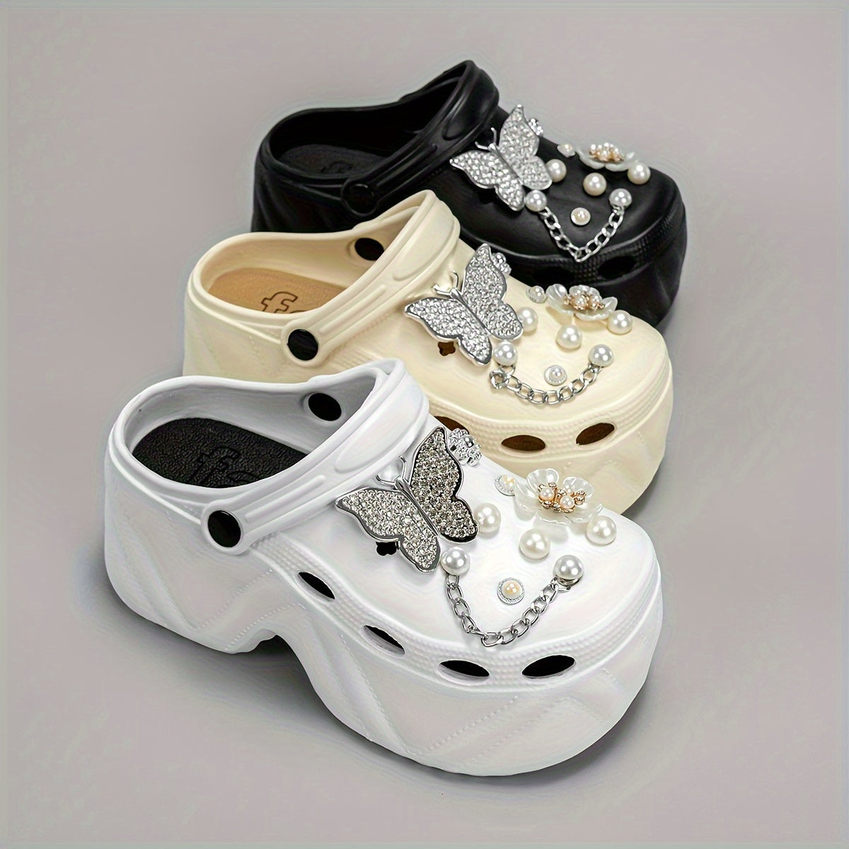 Women's Butterfly Flower High Heel Shoes Breathable EVA Casual