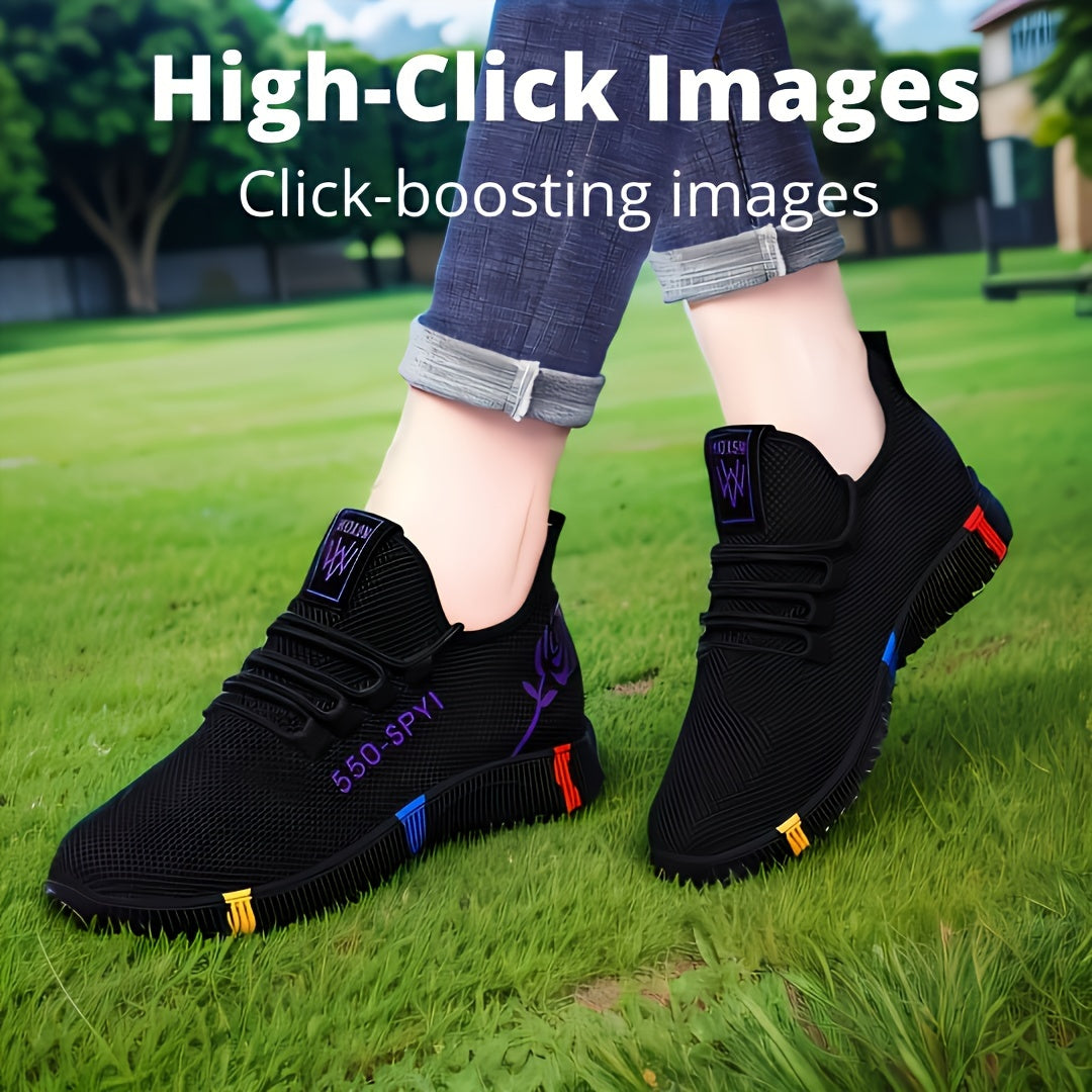 Women's Slip-Resistant Sneakers Breathable Fabric Low-Top Running Shoes