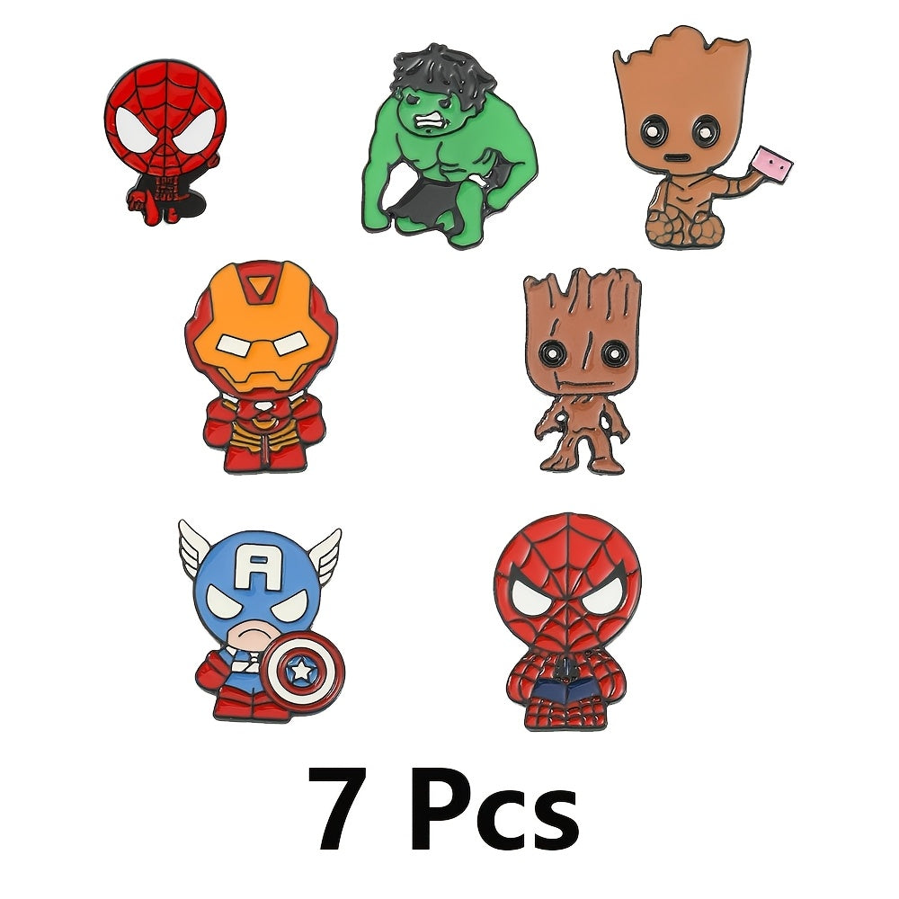 Cute Punk Style Cartoon Animal Brooch Set with Hulk Enamel Pins for Backpacks and Clothing 7 Pieces