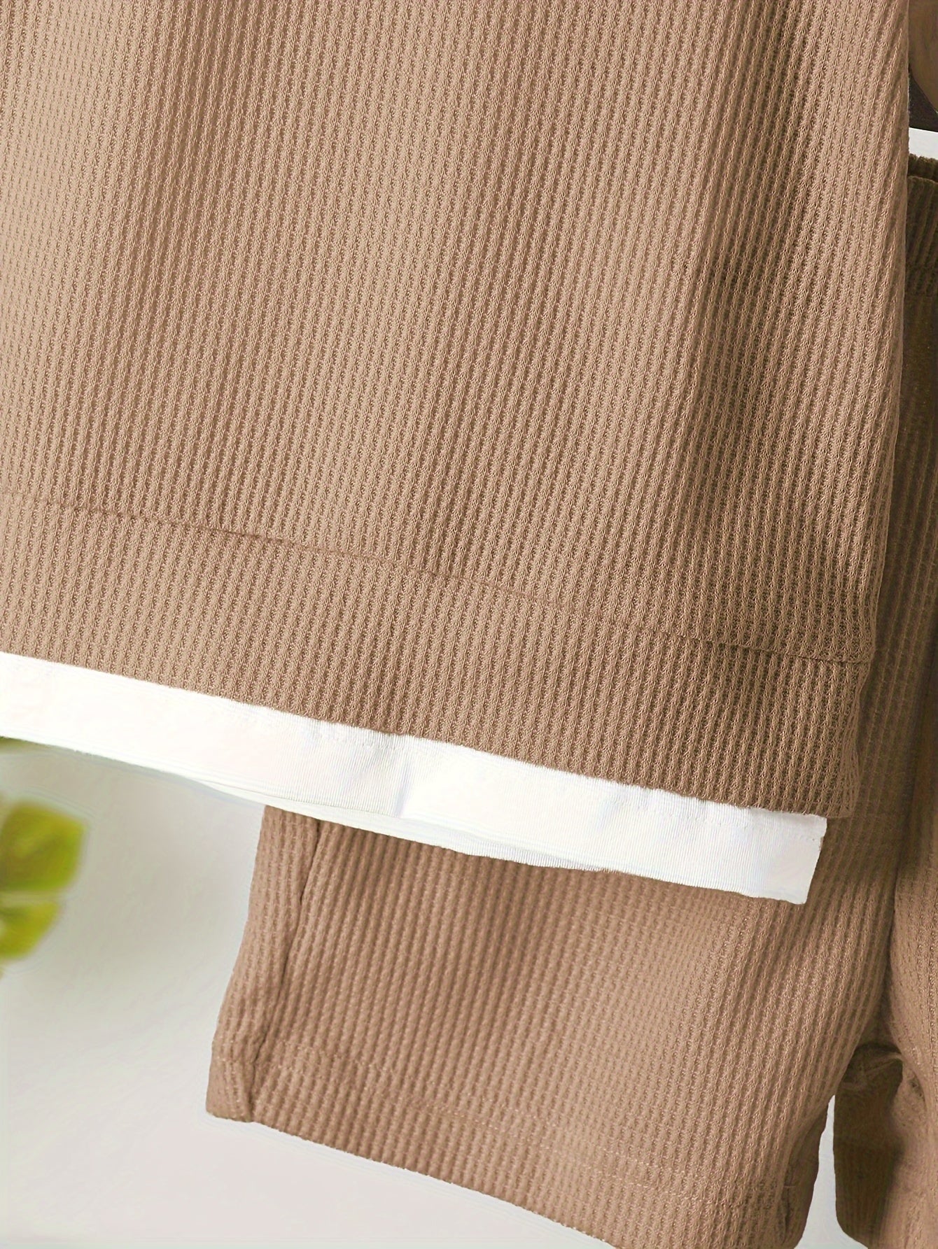 Waffle Pattern Matching Suit for Men and Children Short Sleeve T-Shirt and Shorts