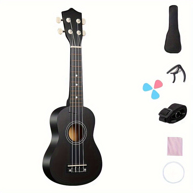53.34 cm Soprano Basswood Ukulele with Accessories for Beginners