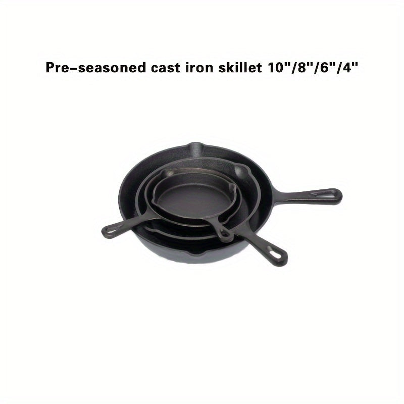 Cast Iron Skillet Set 4-Piece Pre-Seasoned Indoor Outdoor Cookware