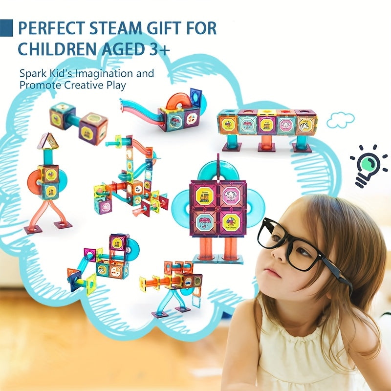 Mini Marble Track Set for Kids 3-8 Magnetic Building Blocks STEM Educational Toy