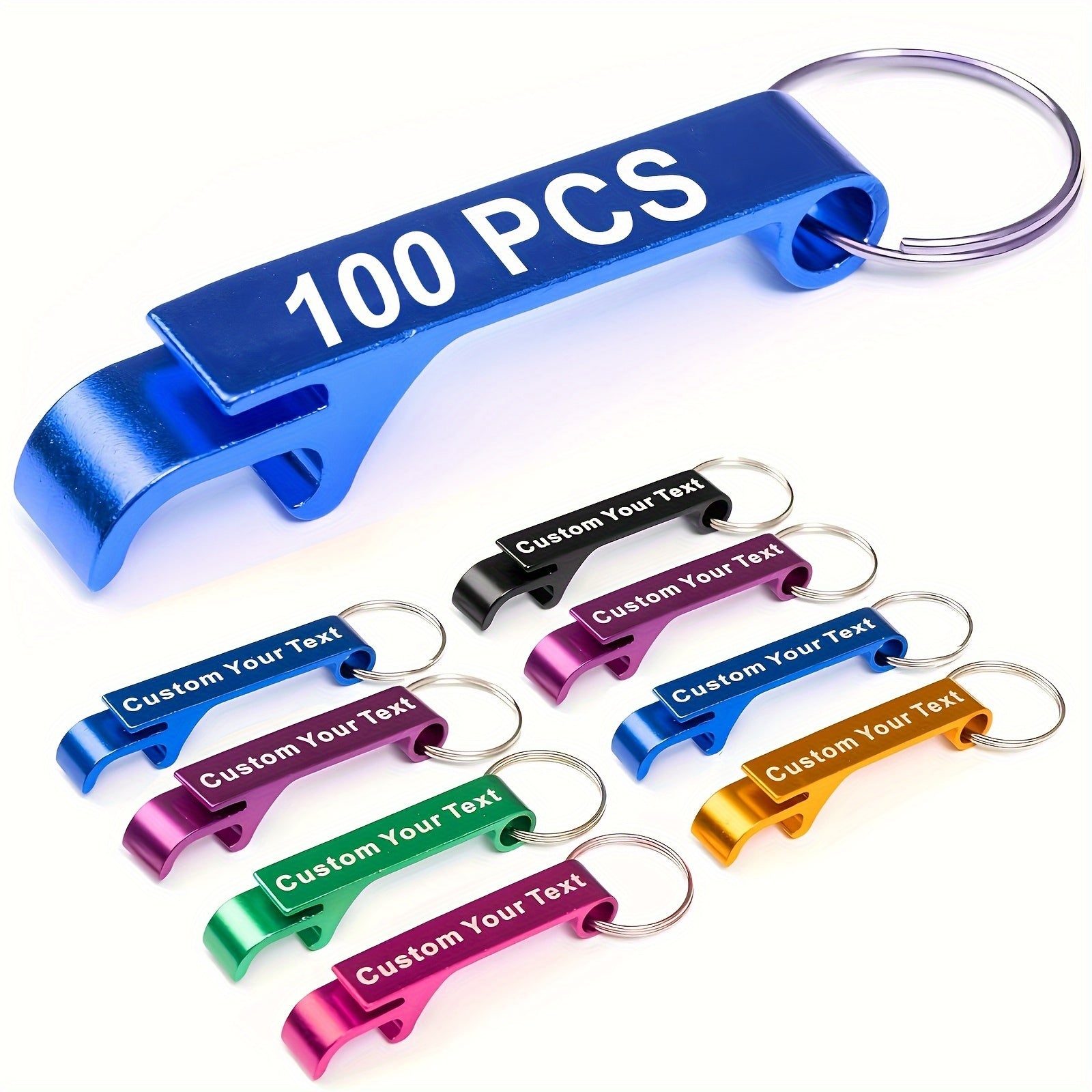 100 Customizable Metal Bottle Opener Keychains for Picnics and Parties