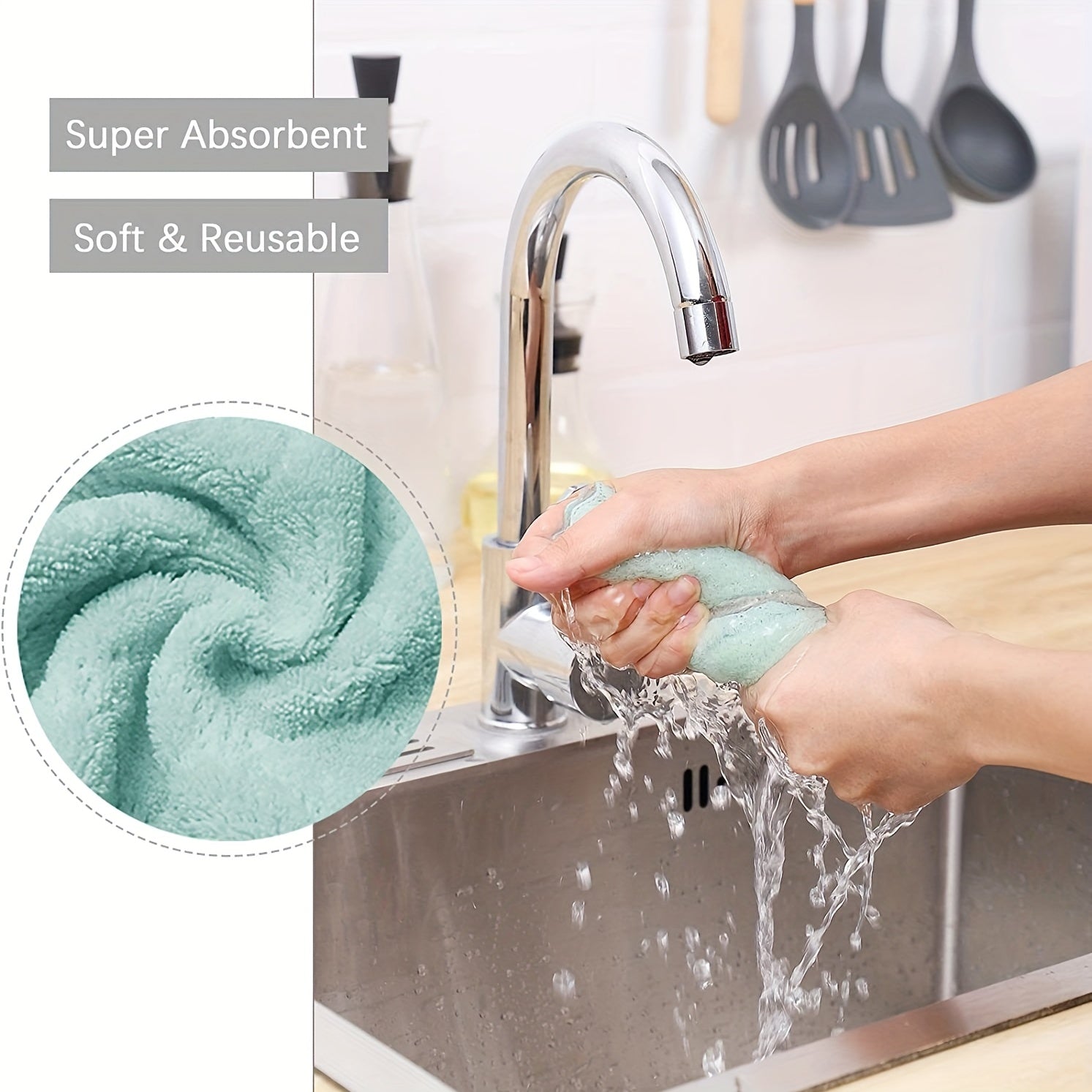10pcs Microfiber Dish Cloths Kitchen Bathroom Car Window Absorbent Stain Removal