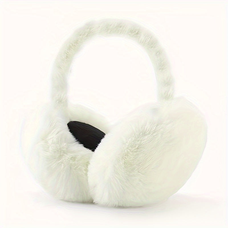 Winter Warm Plush Earmuffs for Women Windproof Foldable Ear Warmer Cozy Polyester