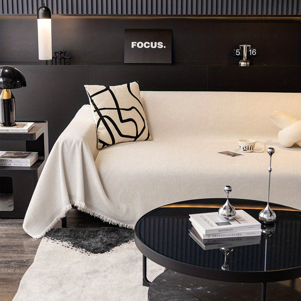 Tasselli suv o'tkazmaydigan divan qoplamasi, yuvilishi mumkin va bardoshli, yashash xonasi uy bezaklari uchun universal mebelni himoya qilish.