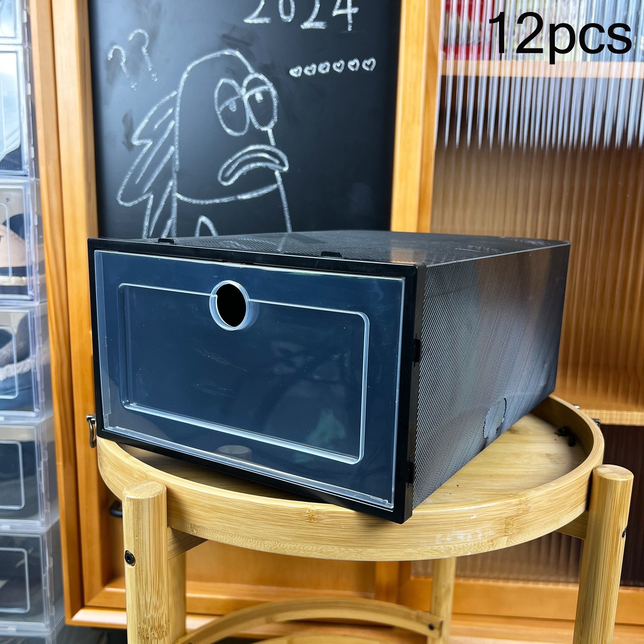 12 Pack Transparent Plastic Shoe Storage Boxes Stackable Organizer for Shoes Jewelry Watches