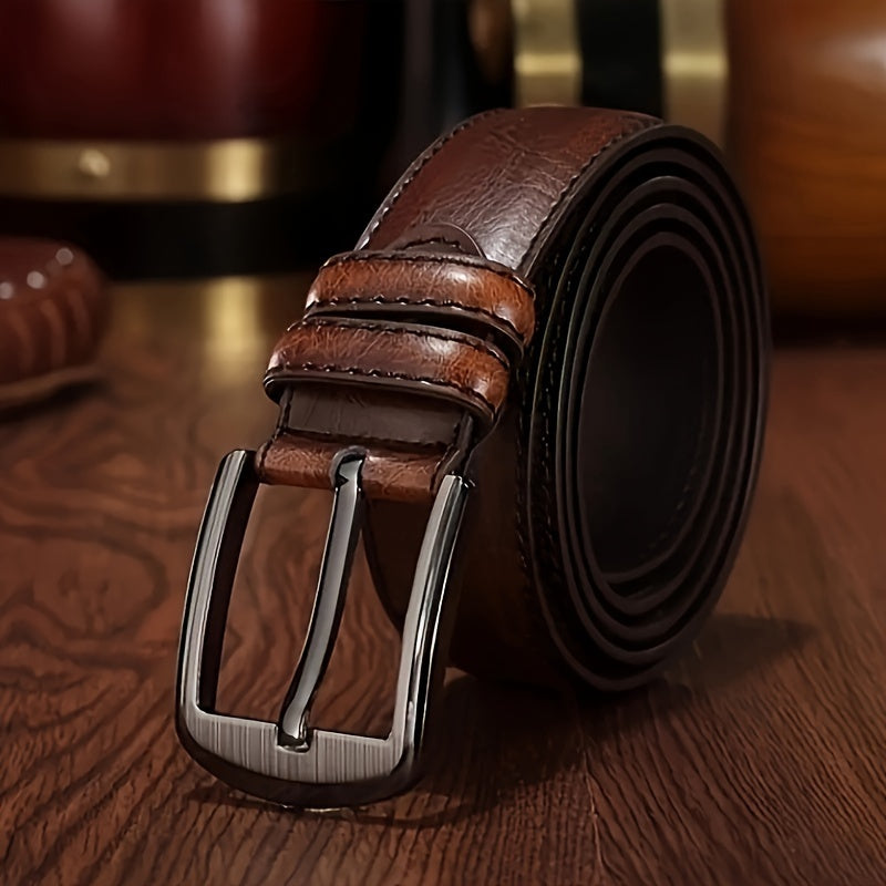 Men's Genuine Cowhide Leather Belt with Pin Buckle Casual Gift for Men