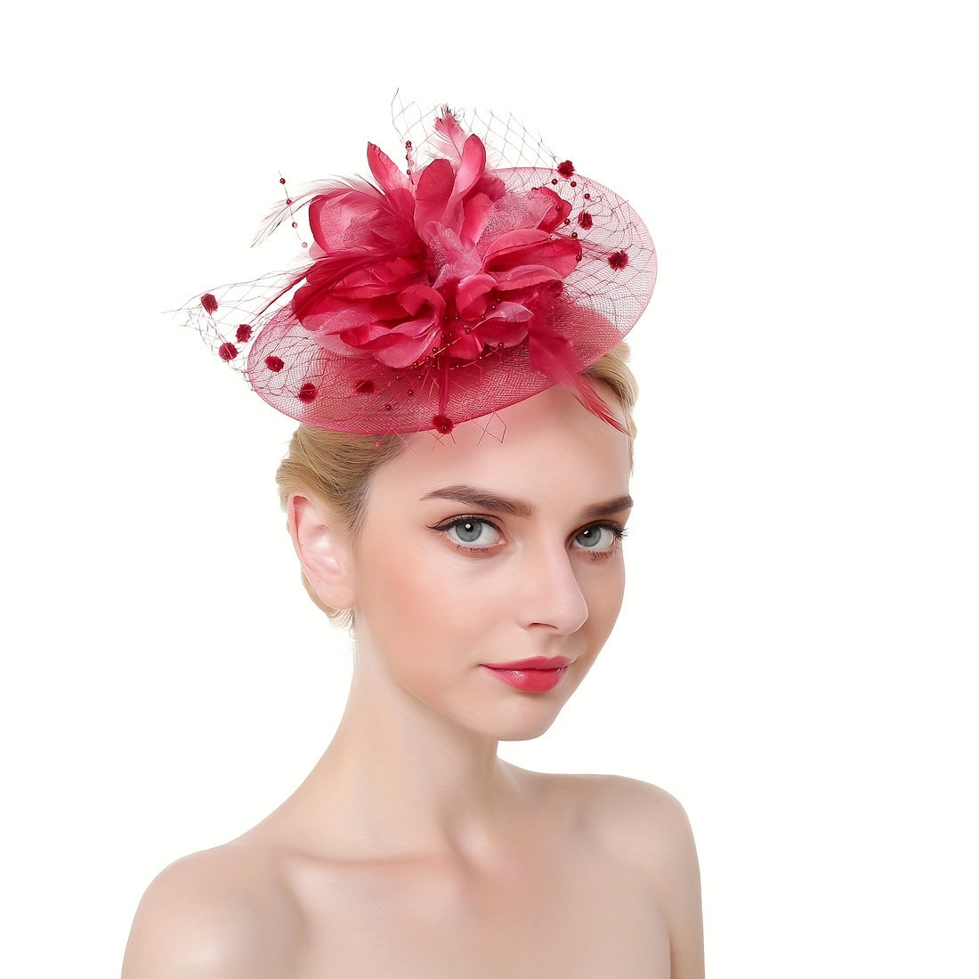 Women's Flower Shaped Fascinator Hat with Mesh for Tea Parties and Special Occasions
