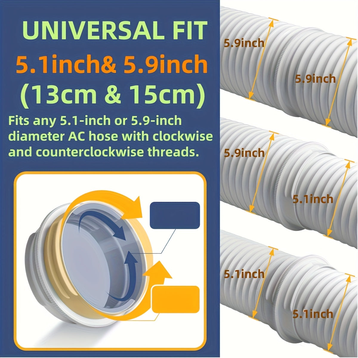 Portable AC Exhaust Hose Connector 12.95cm 14.99cm ABS Plastic Durable Heat Insulation