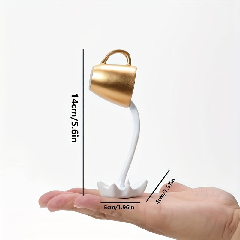 Decorative Resin Coffee Cup with Water Overflow Effect for Room and Office Decor