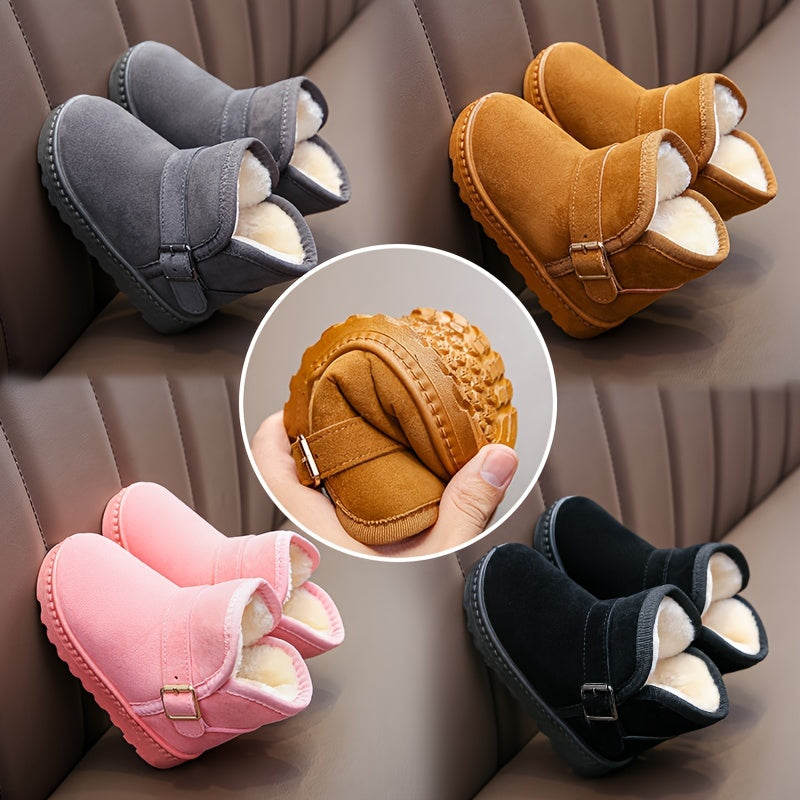 Winter Boots for Boys and Girls Thickened Fabric Snow Boots with Rubber Sole