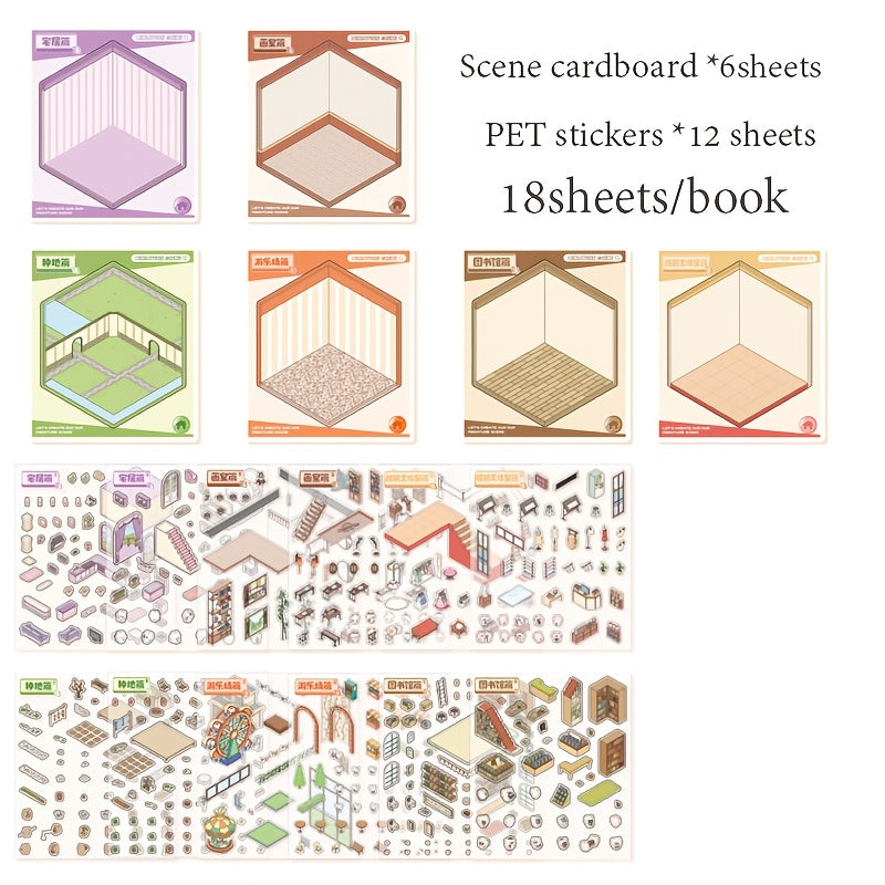 18-Sheet Life in Province PET Sticker Book for DIY Crafts Water Bottles Journals