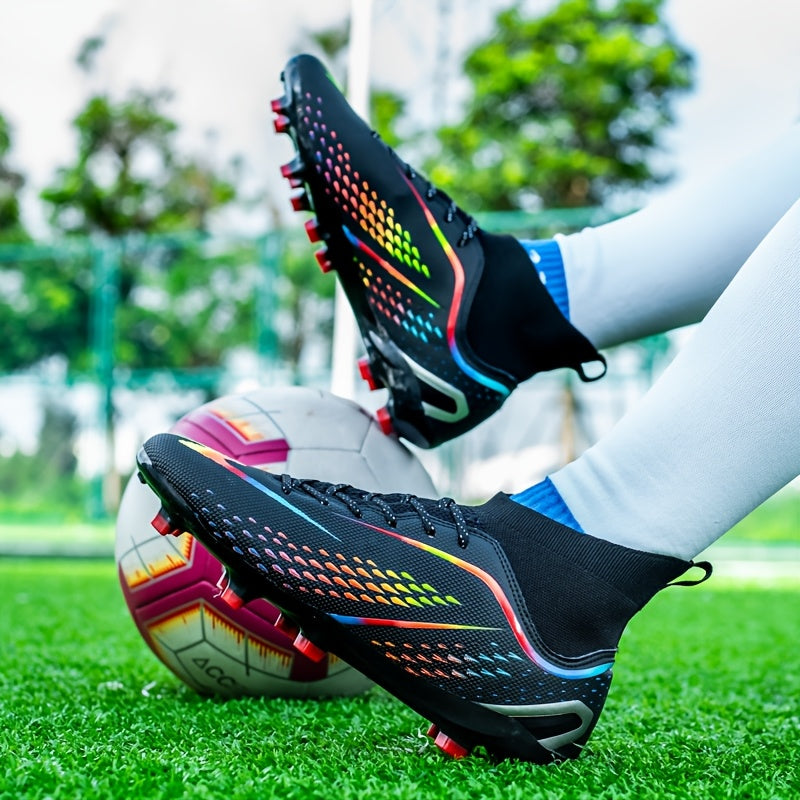 Men's Lightweight Solid Color Soccer Cleats with Faux Upper Rubber Sole for Training and Sports