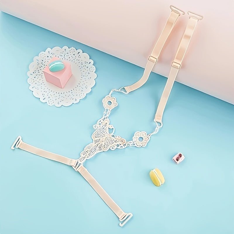 Women's Lingerie Butterfly Lace Shoulder Straps Adjustable Non-Slip Hollow Out Black White Pink