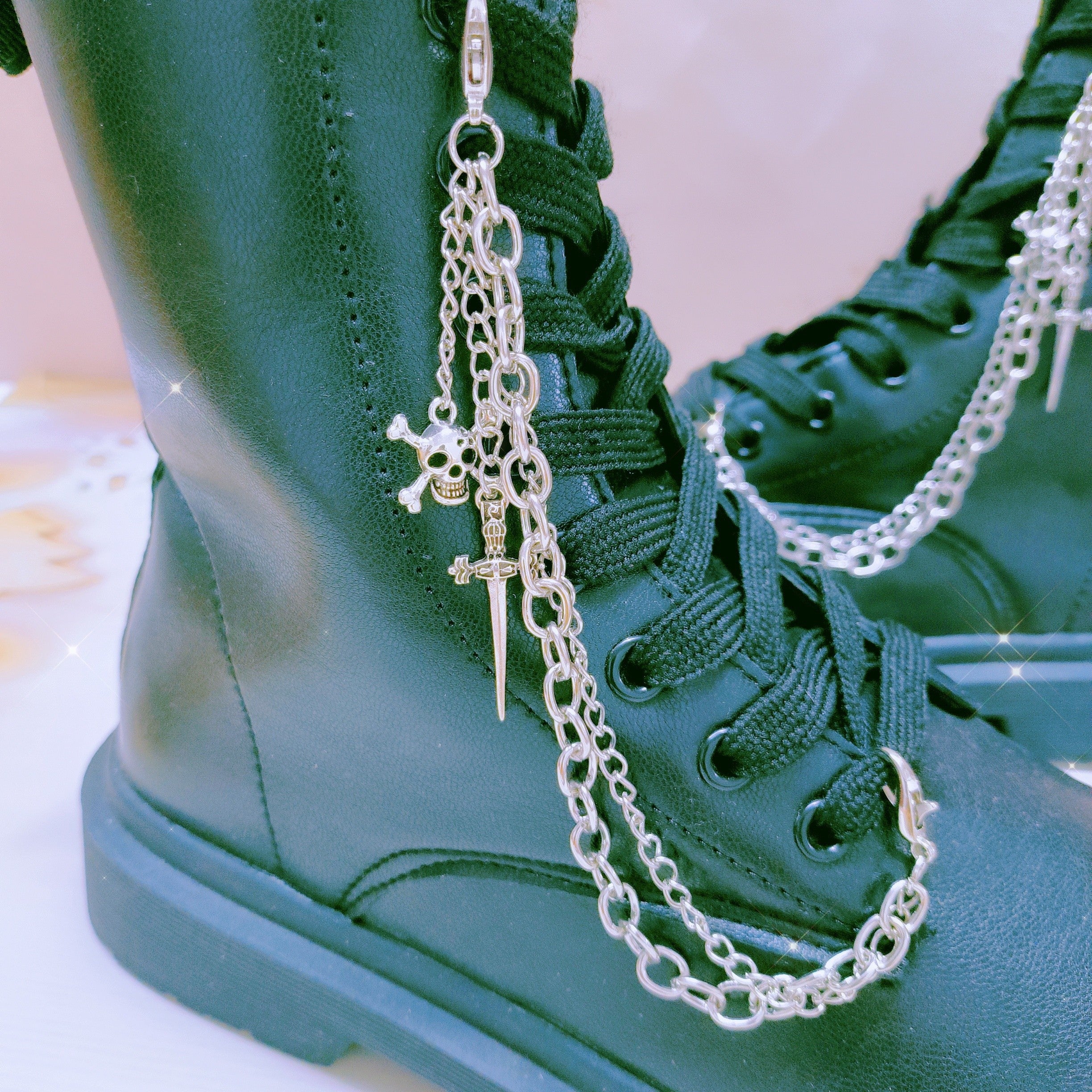 Unisex Creative Punk Style Detachable Alloy Shoe Chains for Boots and Shoes