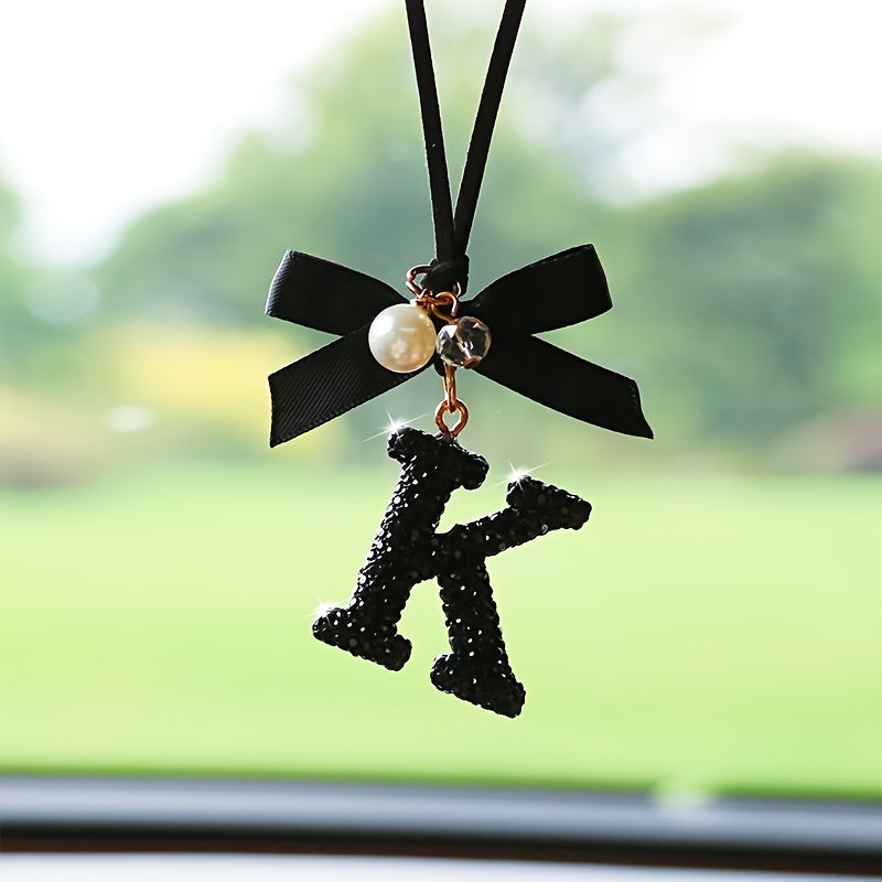 Декоративный кристальный алфавит вешалка с бантом и искусственной жемчужиной