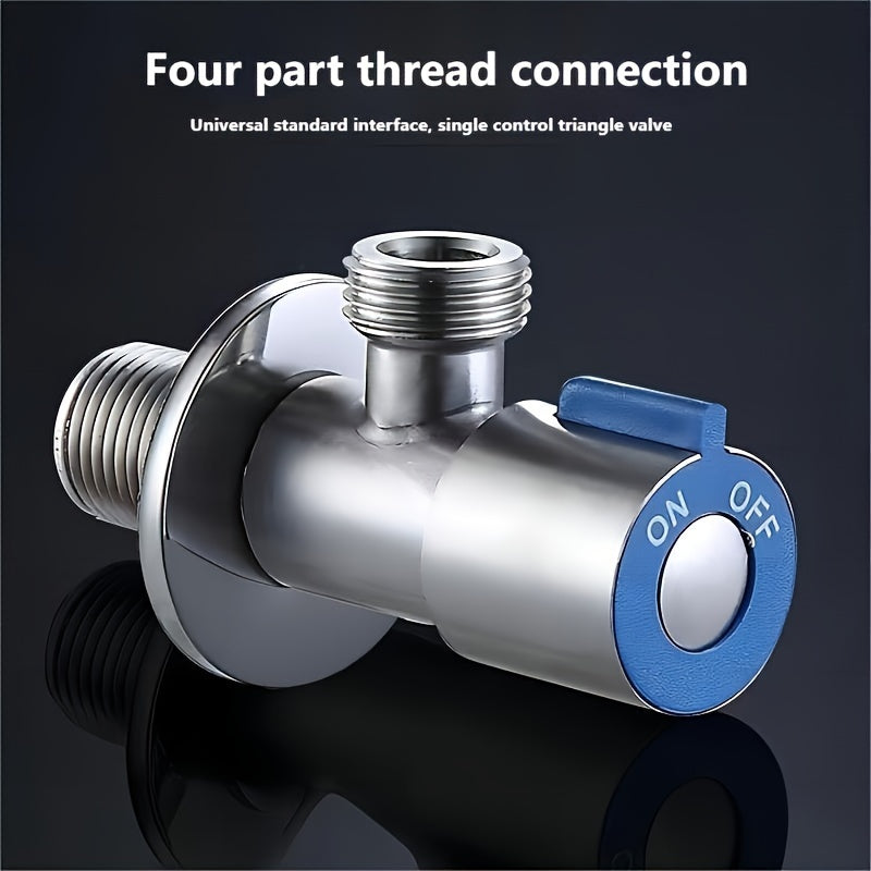 Stainless Steel Triangle Valve Set 2 Pieces Adjustable Water Flow for Toilet and Water Heater