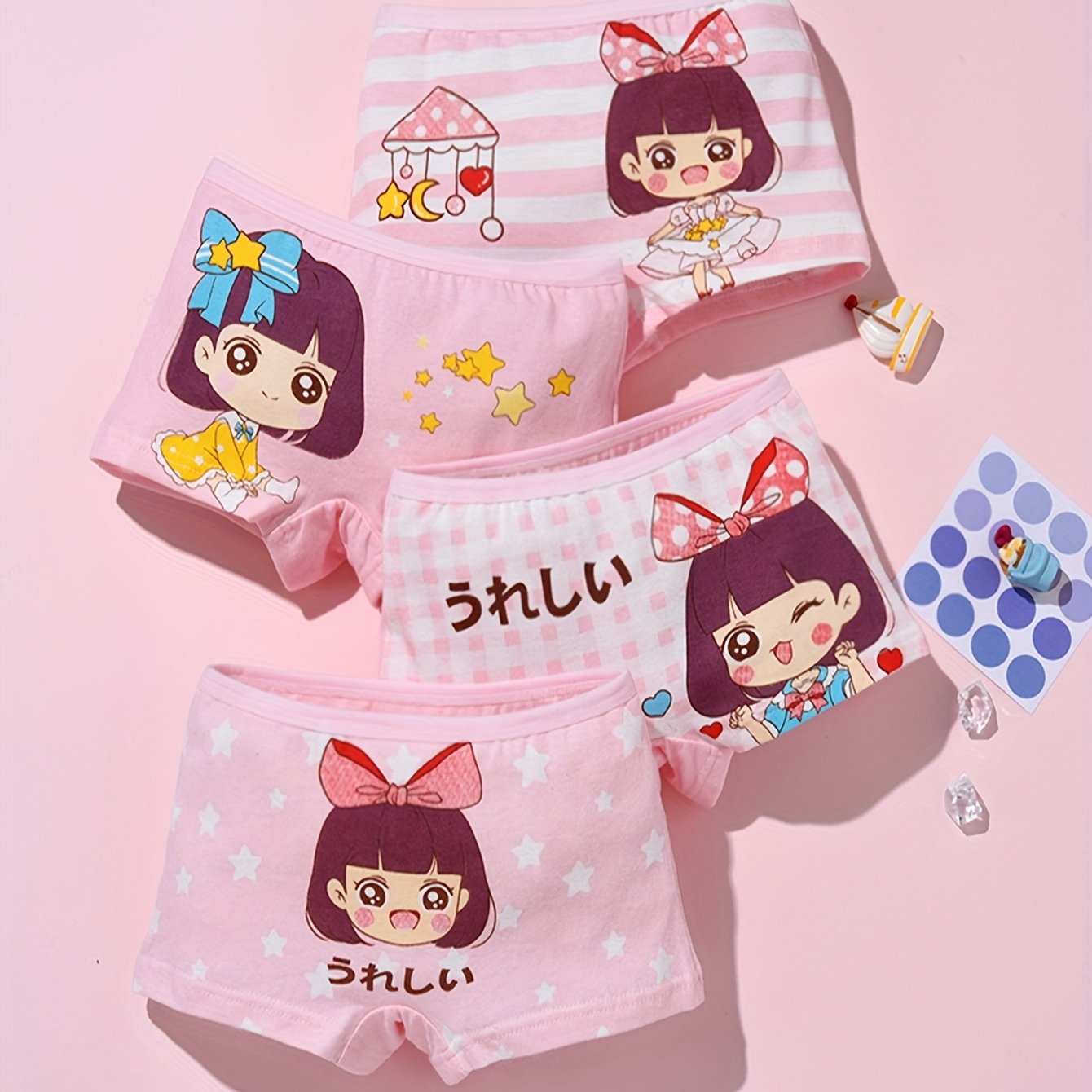 Toddler Girls Cotton Underwear Pack of 4 Breathable Soft Cute Animal Patterns