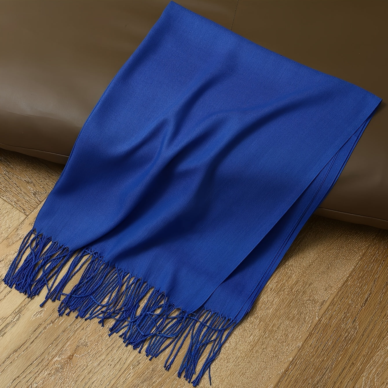 Solid Color Tassel Scarf for Men and Women Soft Fleece Shawl Cozy Windproof Accessory