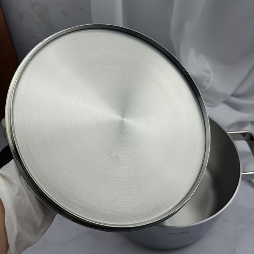 22cm Stainless Steel Stockpot with Lid Tri-Ply Mirror Finish No-Rivet Construction