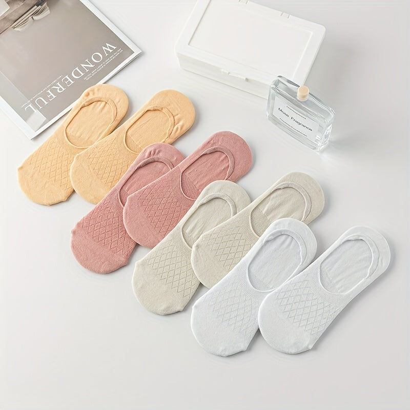 8 pares de calcetines cortos de malla argyle para mujer, transpirables, de punto