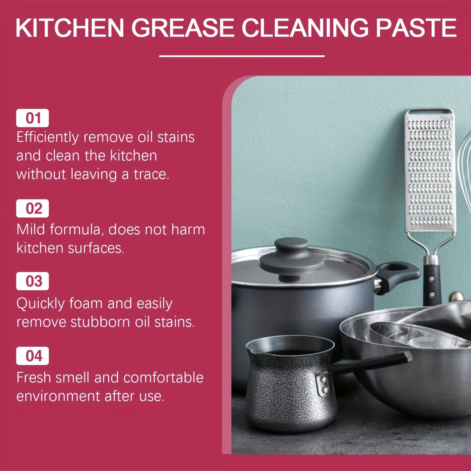 Rangli oshxona yog'ini tozalash uchun krema 100g ko'p qirrali tozalovchi bilan qo'ziqorin bilan