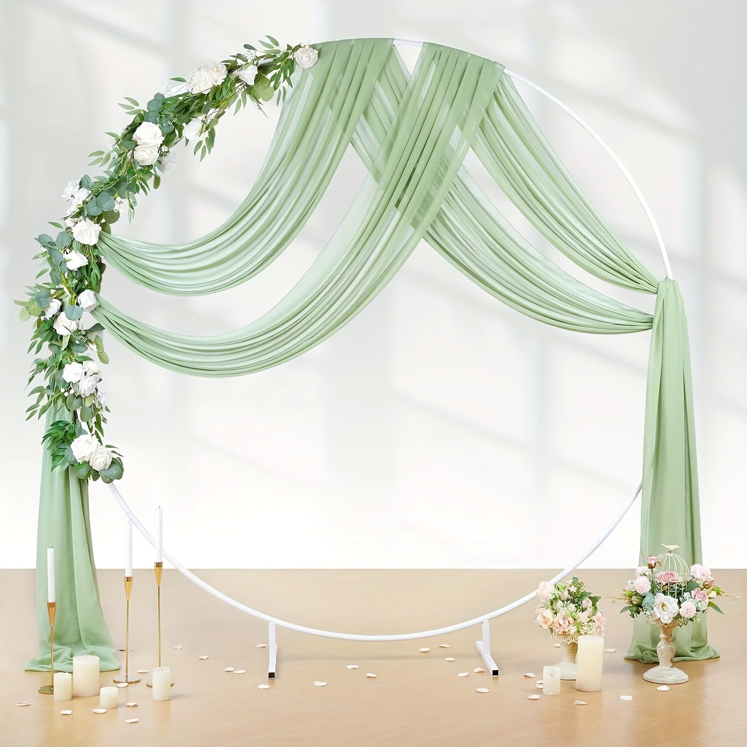 Polyester Sheer Fabric Draping Panel for Wedding Arch Backdrop Curtain Voile for Ceremony and Party Decor