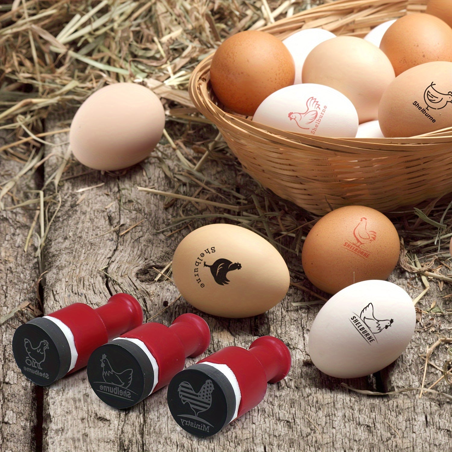 Customizable Round Hard Rubber Egg Stamp for Farm Fresh Chicken and Duck Eggs