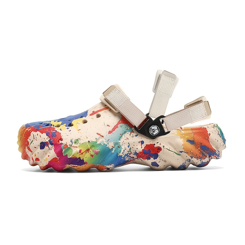 Men Women's Large-Sized Trendy Graffiti Clogs Breathable Non-Slip Outdoor