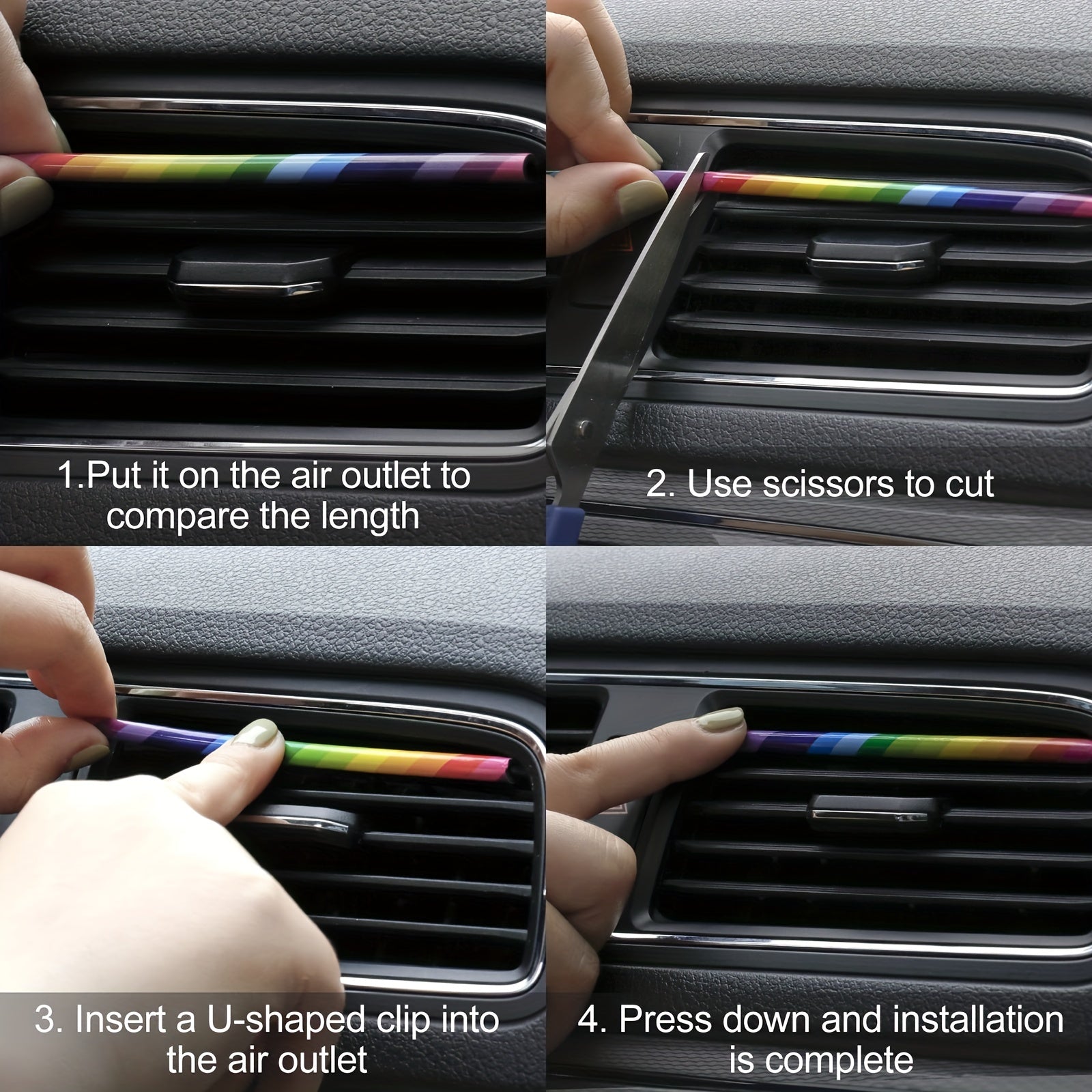 20pcs Universal Car Air Vent Decorative Strips Waterproof Bendable Vent Trim