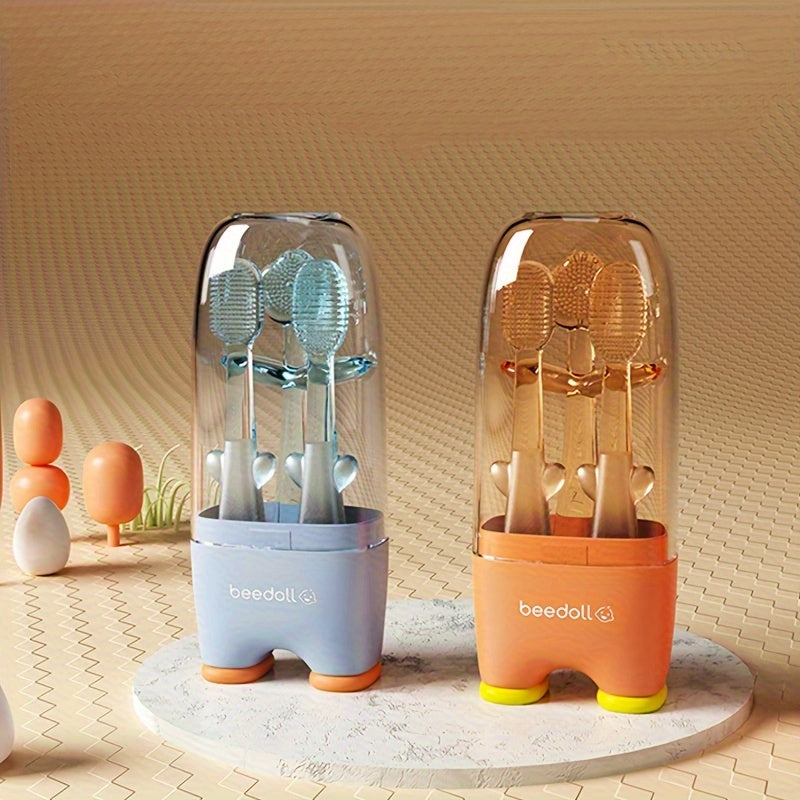 Baby Oral Care Kit for Ages 0-3 Silicone Tongue Cleaner Teething Toy Travel Case