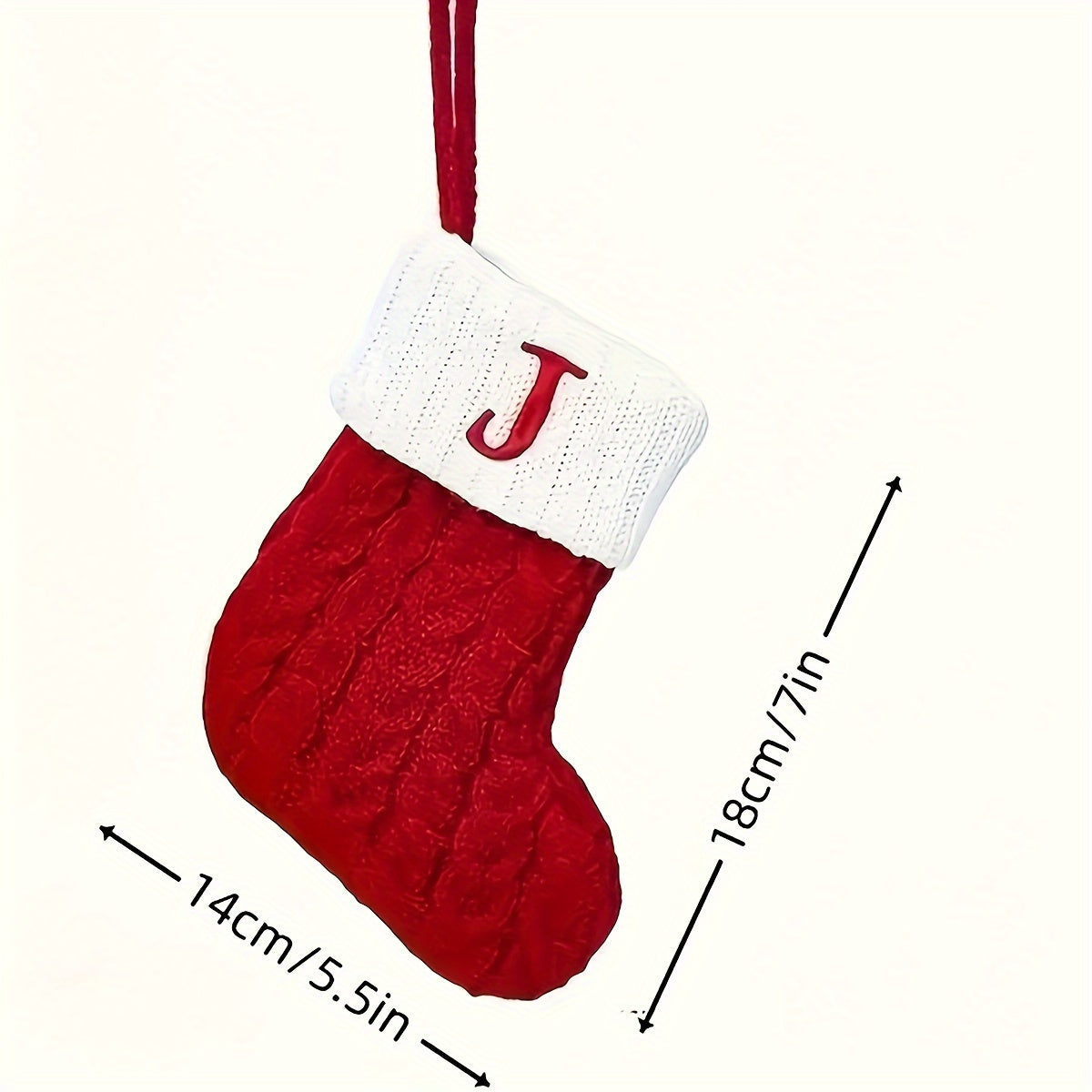 Knitted Christmas Stocking with Letter Design for Tree Decor and Holiday Gifts