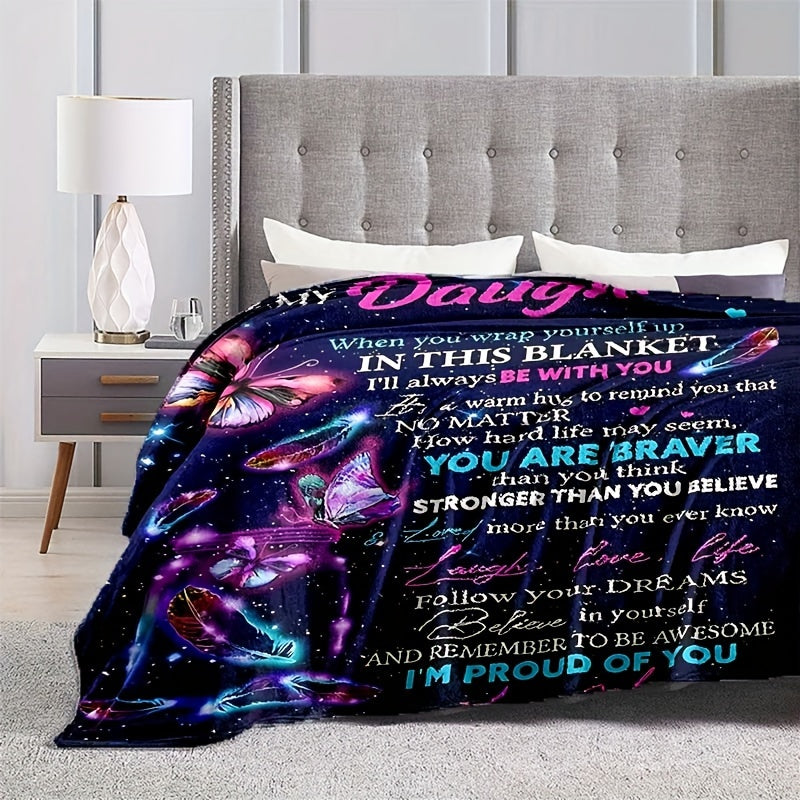 "Одно фиолетовое одеяло для моей дочери, идеально подходит для отдыха на диване, кровати или в путешествиях. Этот легкий фланелевый плед отлично подходит для кемпинга, встреч в гостиной, офиса, дивана, стула и, конечно же, для кровати. С цифровым..."
