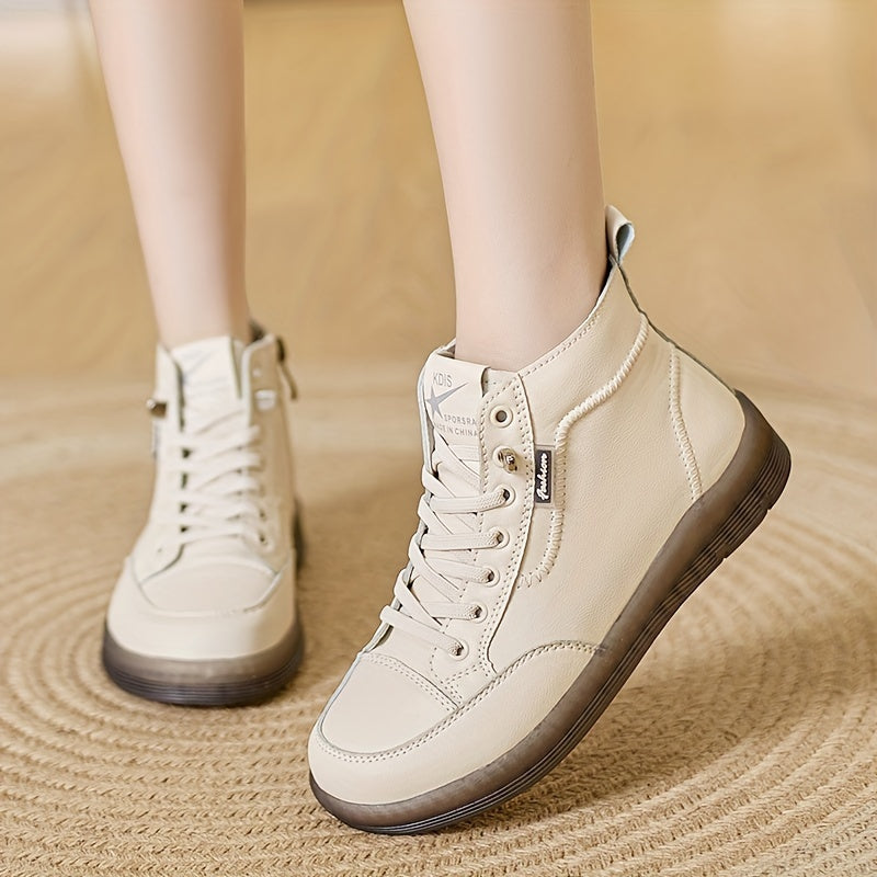 Women's Chunky Platform Shoes Beige White Slip-Resistant Cushioned Sole