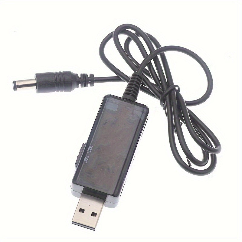 Cable convertidor USB a boost de 5V a 9V 12V con pantalla LED PVC negro fuente de alimentación