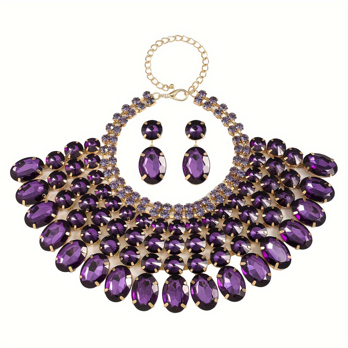 Crystal Choker Necklace and Dangle Earrings Set for Party and Wedding Jewelry