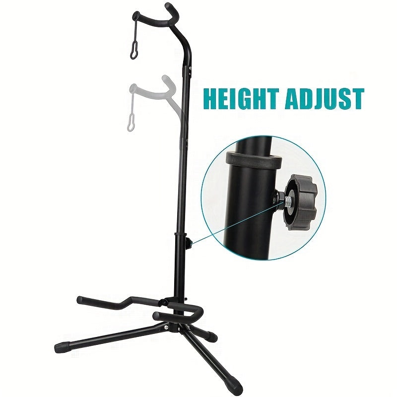Soporte para guitarra de puerta plegable negro con altura ajustable