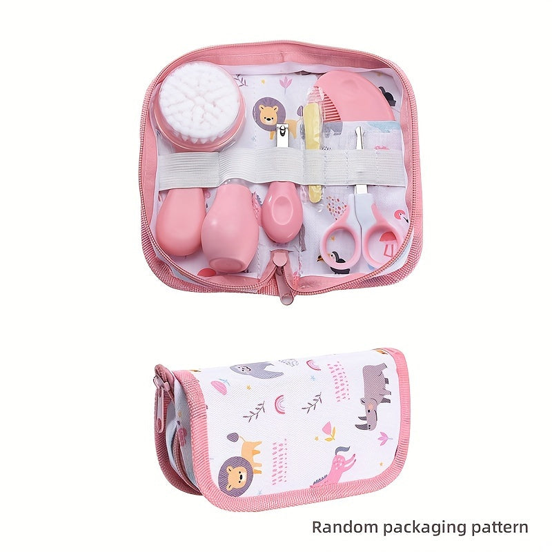 Kit de cuidado para bebé 6 piezas Juego de viaje Aspirador nasal Cepillo de baño Cortauñas Rosa Azul