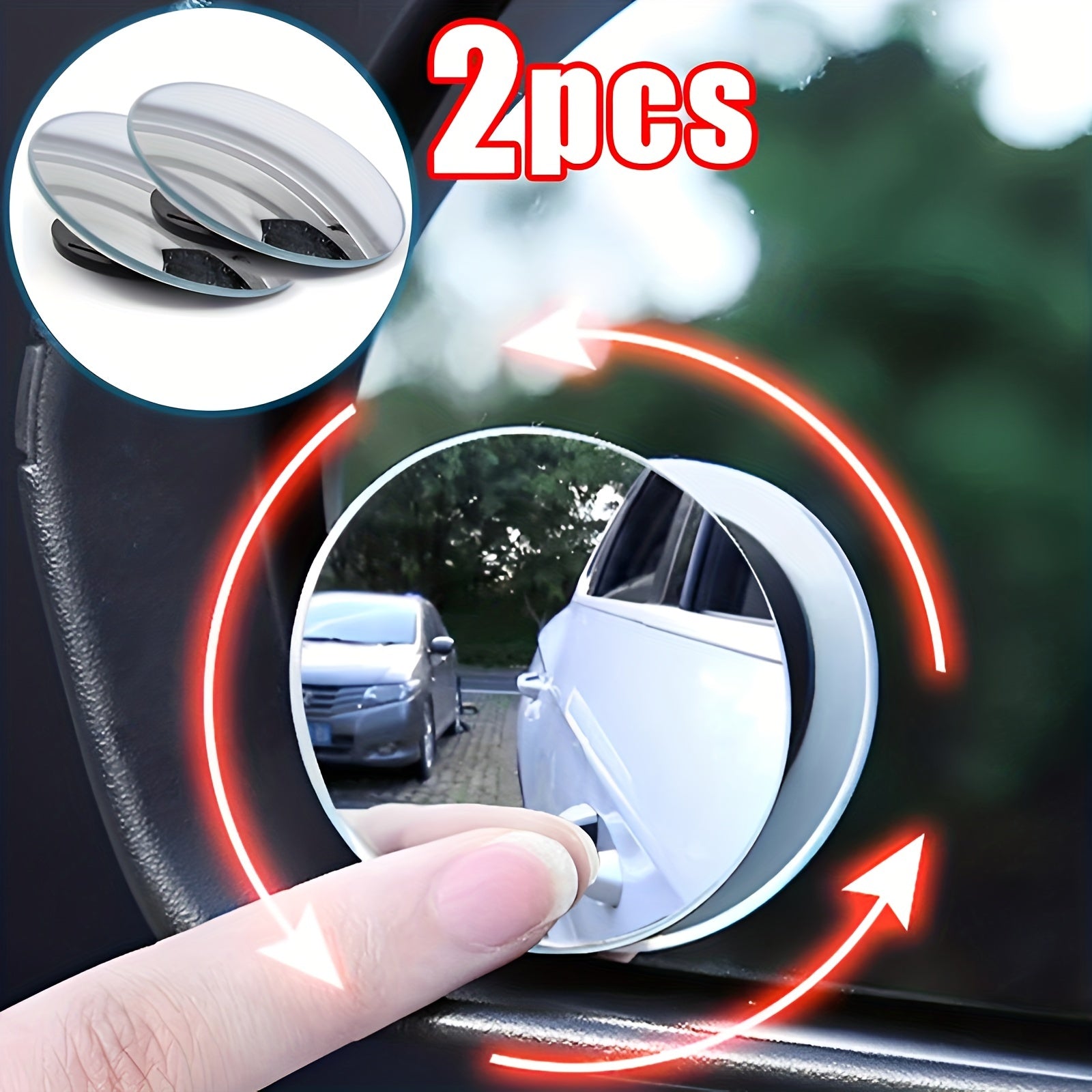 2 Pack Car Rearview Mirrors Wide Angle Adjustable Convex Blind Spot Mirrors