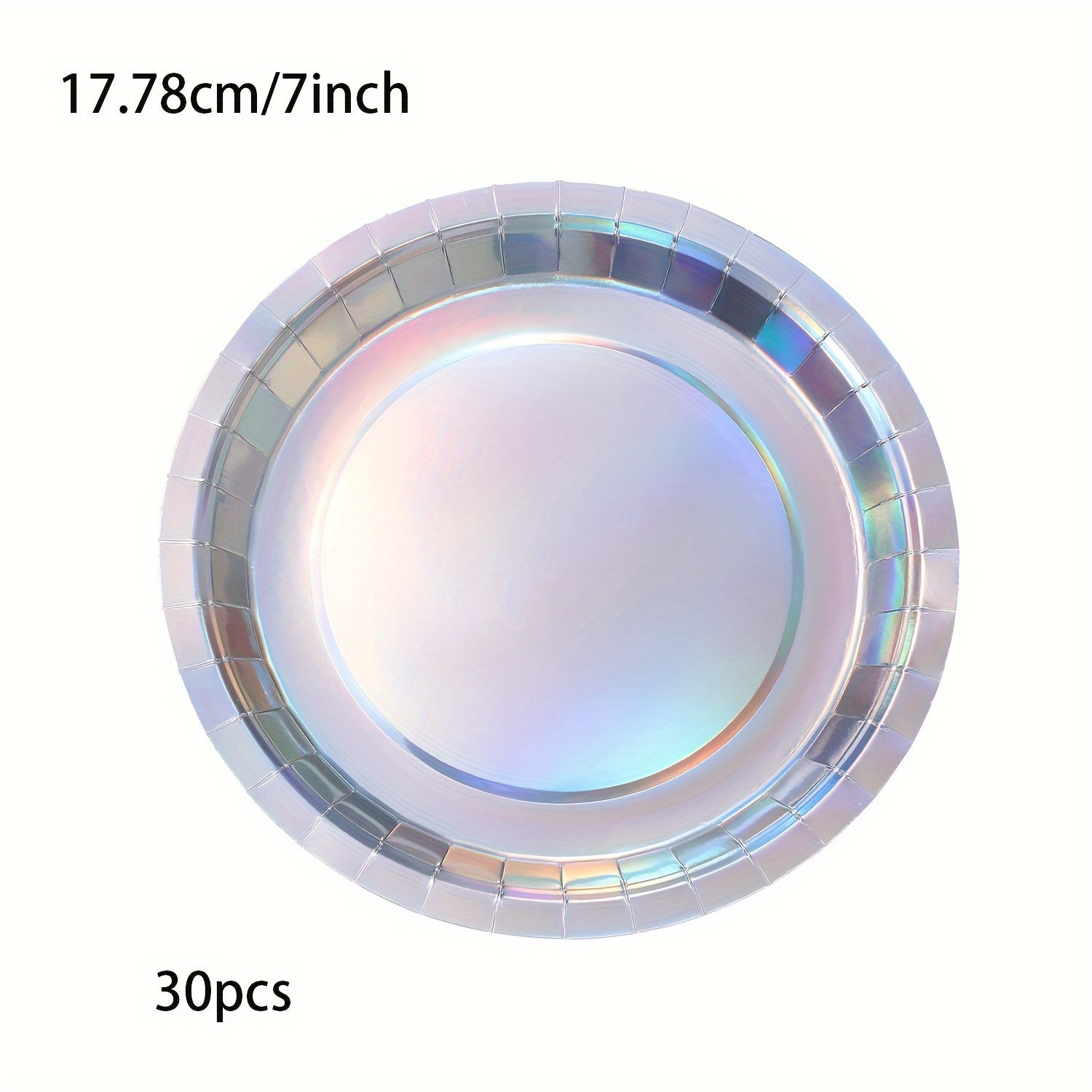 Set of 10/30 Rainbow Holographic Disposable Plates 17.78cm Round Party Dinnerware